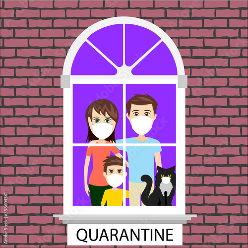 people quarantined at home vector illustration