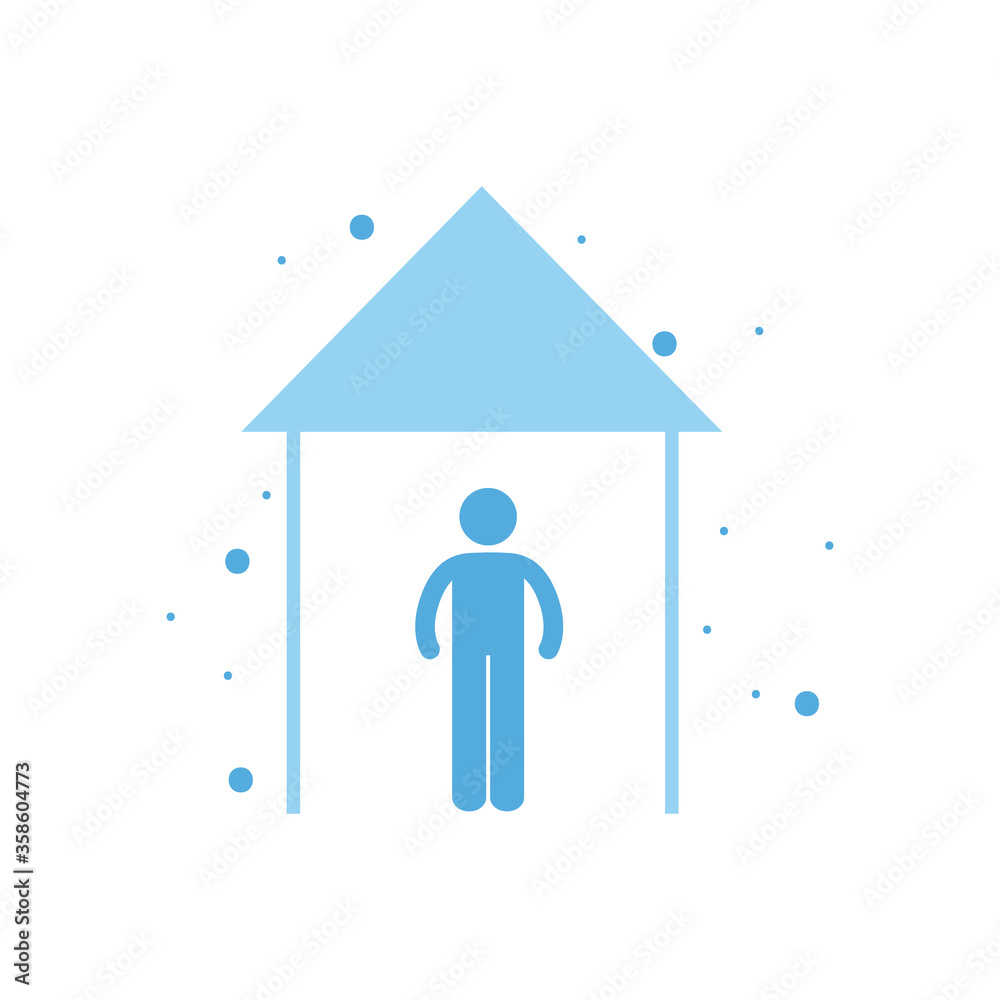 Social distancing of human avatar at house flat style icon vector design Social distancing of human avatar at house flat style icon vector design