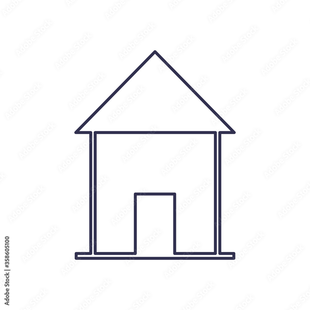 house with door line style icon vector design house with door line style icon vector design