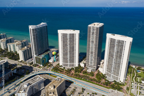 Aerial photo Hallandale Beach FL highrise condominiums Oceanfront photo