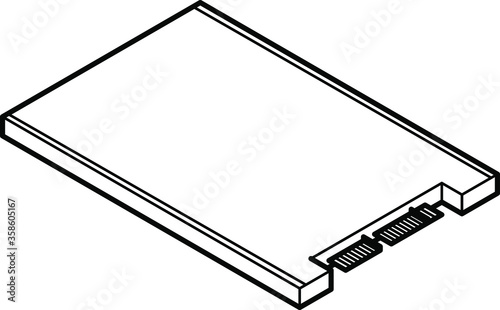 Line drawing of a computer disk drive - 1.8" SSD micro SATA