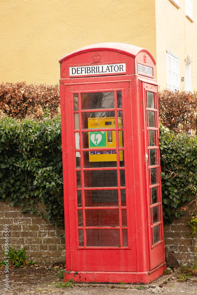 old telephone box now reused as a defibrillator station old telephone box now reused as a defibrillator station