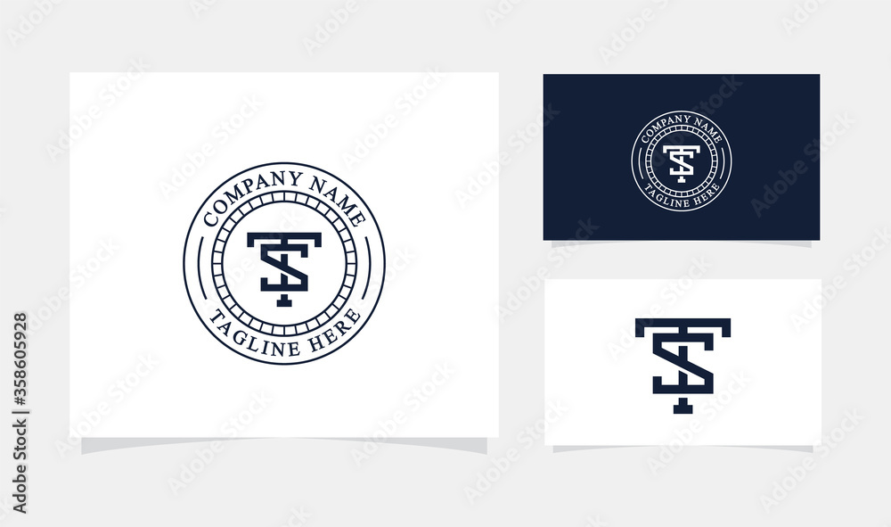 monogram initial TS or ST logo design Stock Vector | Adobe Stock