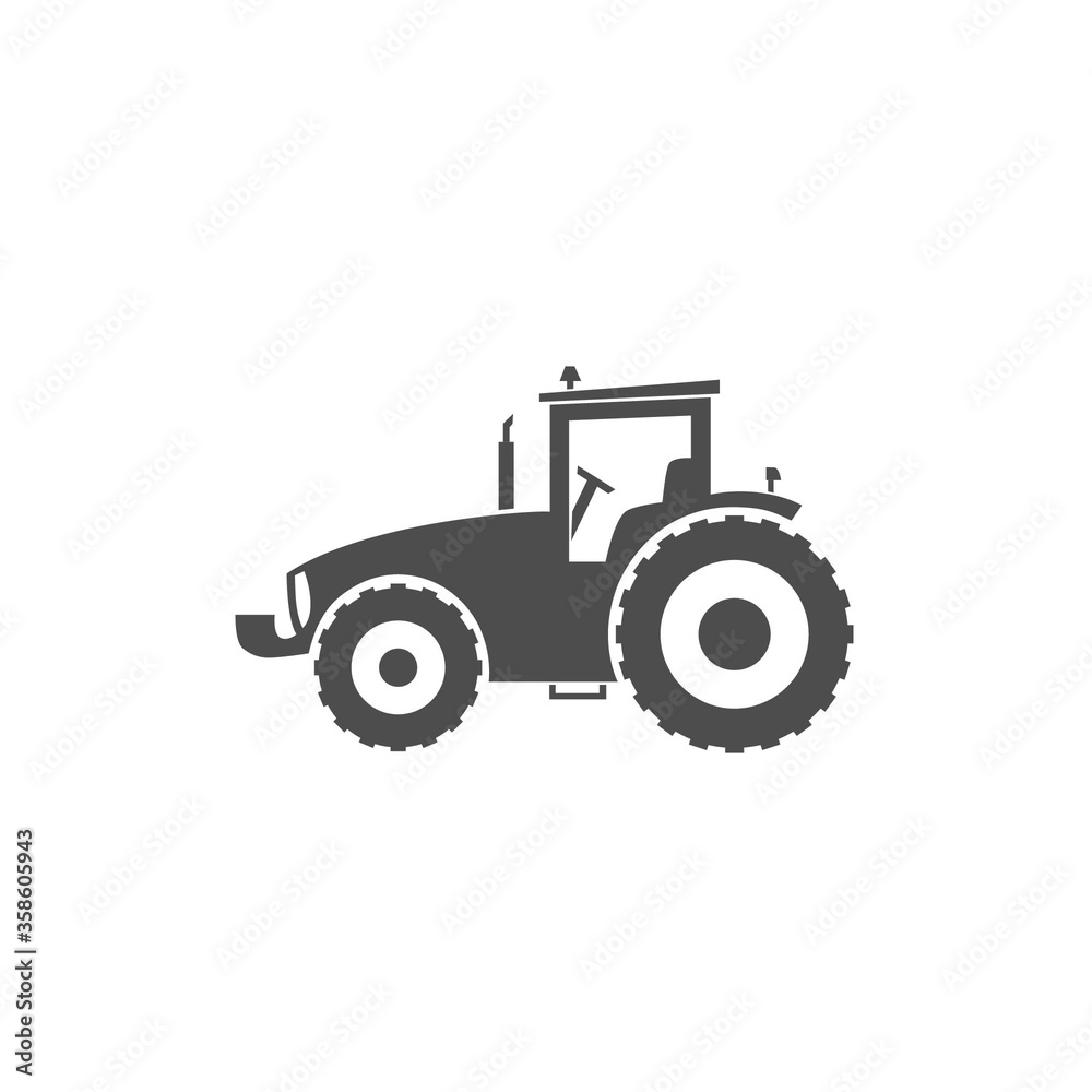 Wheel tractor icon. Heavy machinery. Black logo on a white background. Vector  illustration