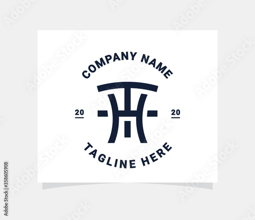 monogram initial TH or HT logo design