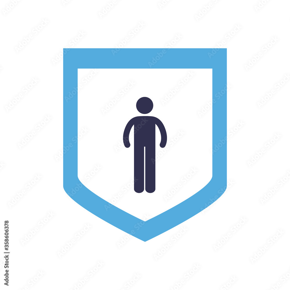 Shield with avatar flat style icon vector design Shield with avatar flat style icon vector design