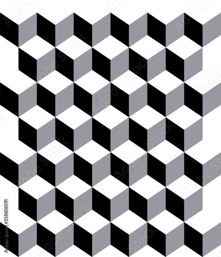 Pattern cube geometric 3d style black White vector background