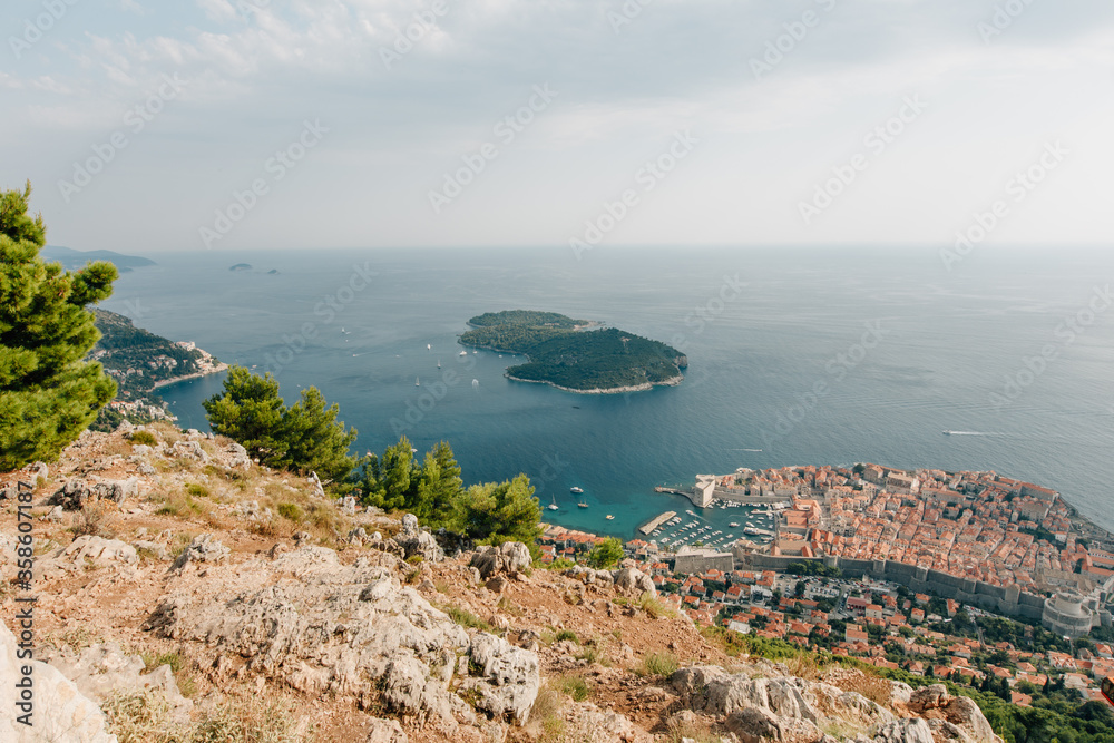 beautiful view above Dubrovnik seaside 