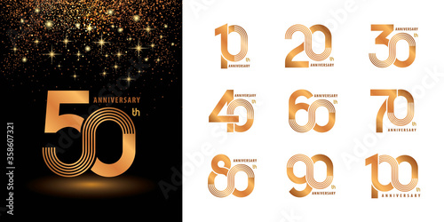 Set of 10 to 100 Anniversary logotype design, Years Celebrate Anniversary Logo photo
