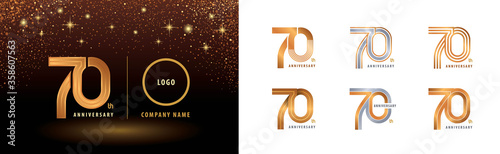 Set of 70th Anniversary logotype design, Seventy years anniversary celebration photo