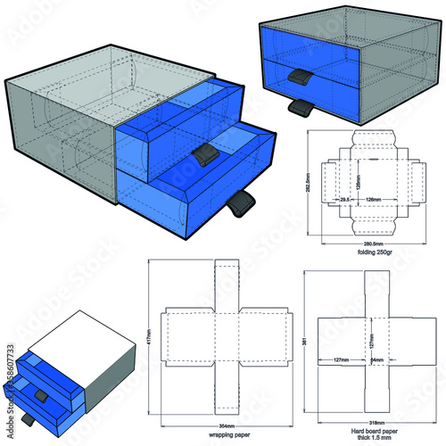 Rigid Box hard board paper and Die-cut Pattern. The .eps file is full scale and fully functional. Prepared for real cardboard.