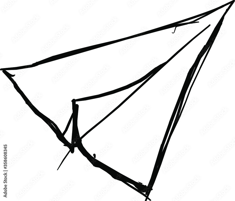 Pen sketch of a paper plane.