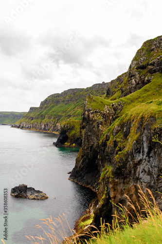 Beautiful view of Carrick-a-Rede, Causeway Coast Route, National Trust. Northern Ireland