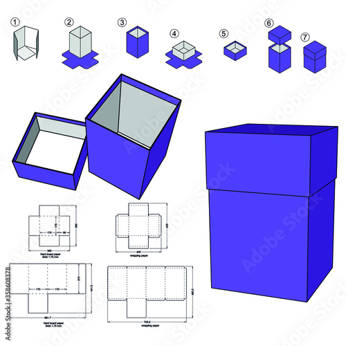 Rigid Box hard board paper and Die-cut Pattern. The .eps file is full scale and fully functional. Prepared for real cardboard.