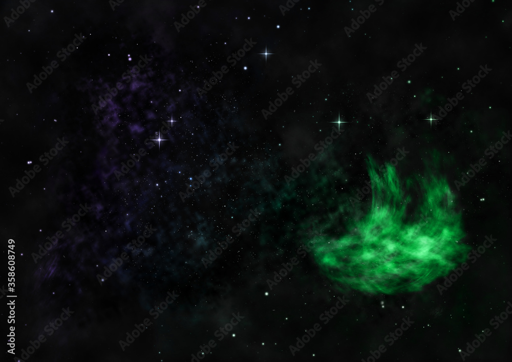 Star field and distant cold space nebula.
