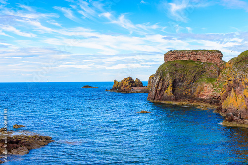 Panorama of the North Sea coast of Scotland