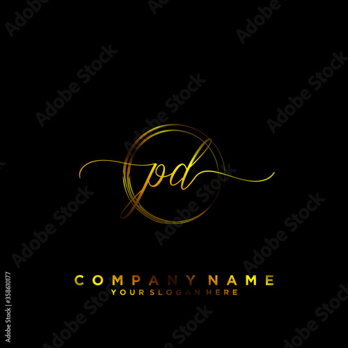 PD Initial handwriting logo vector	
