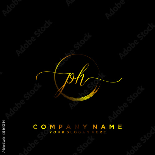 PH Initial handwriting logo vector	
