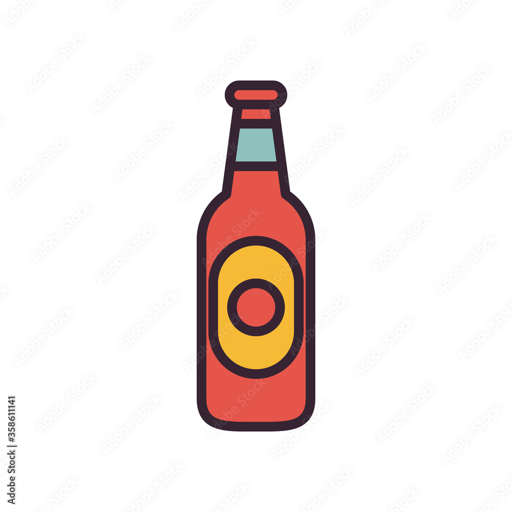 Beer bottle line and fill style icon vector design Beer bottle line and fill style icon vector design