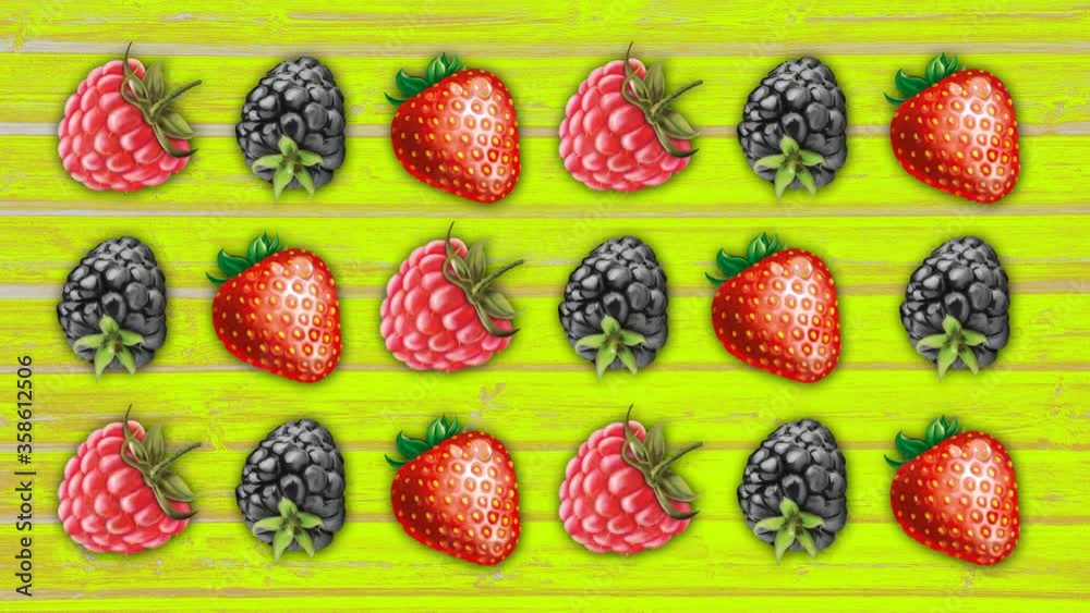Background. Animation of berries on a wooden table. Background. Animation of berries on a wooden table.
