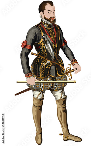 Philip II - King of Spain, Portugal, Naples and Sicily (1527-1598) Vector
