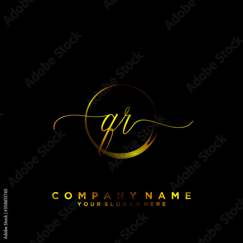 QR Initial handwriting logo vector 