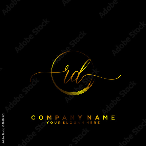 RD Initial handwriting logo vector 