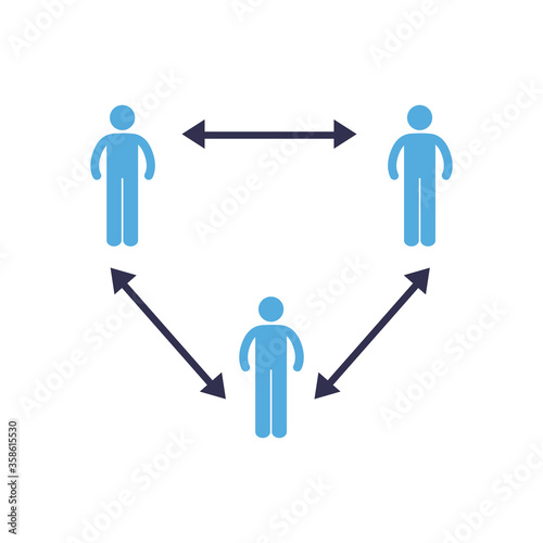 Social distancing between human avatars flat style icon vector design