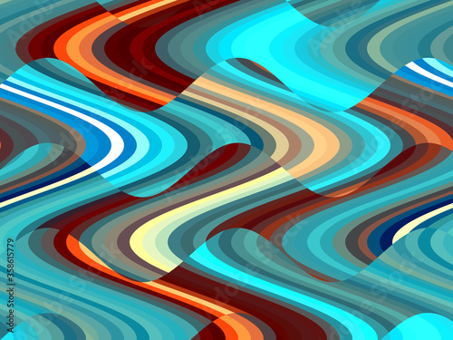 Blue red orange abstract background with waves