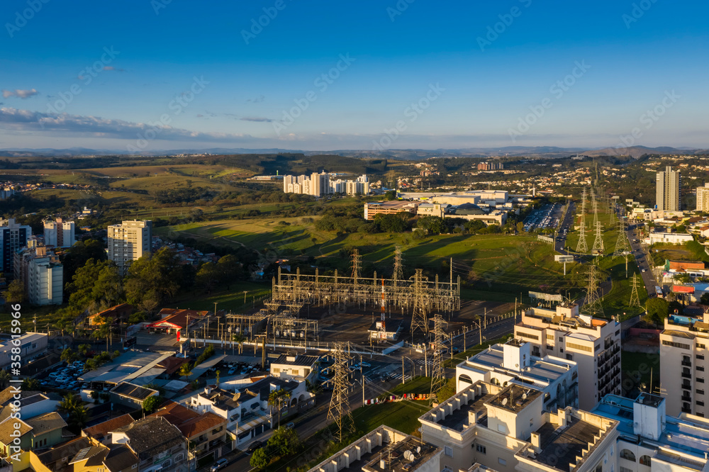 power plant seen from above in Campinas, Sao Paulo, Brazil