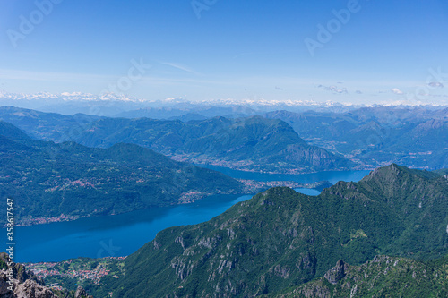 The view of Lake Como during a spring hike in the Alps near the town of Lecco, Lombardy, Italy - May 2020 © Roberto