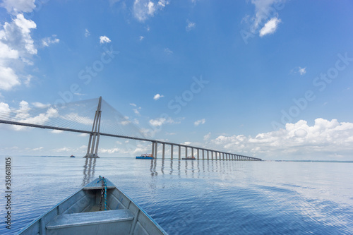 The center of Manaus Iranduba Bridge, also called Ponte Rio Negro in Brazil photo