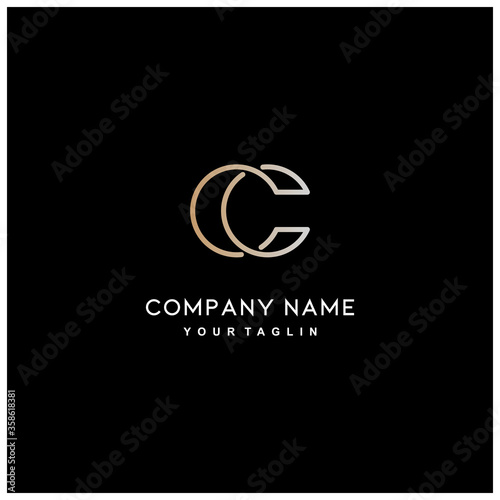 Logo C monogram modern letter, CC elegant business card emblem, overlapping lines symbol