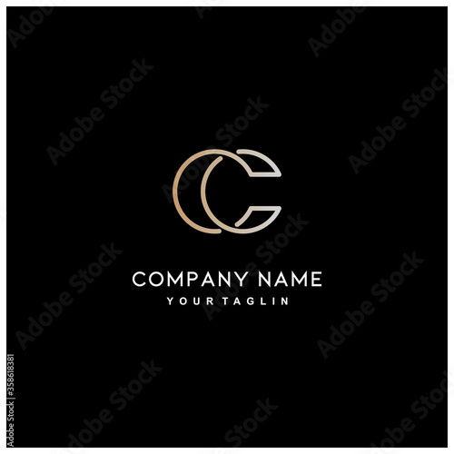 Logo C monogram modern letter, CC elegant business card emblem, overlapping lines symbol
