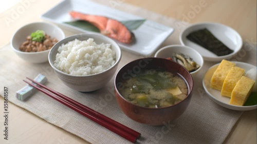 traditional japanese style breakfast on table