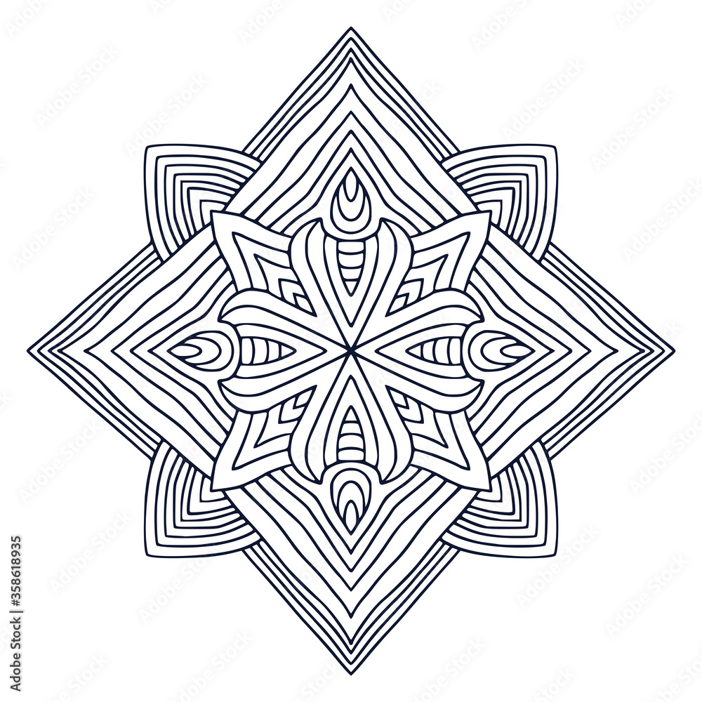 Mandala art design. Coloring book page. Hand drawn mandala for interior print Mandala art design. Coloring book page. Hand drawn mandala for interior print