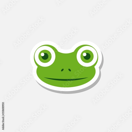 Frog head sticker icon isolated on gray background