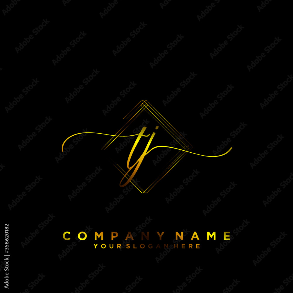 TJ Initial handwriting logo vector