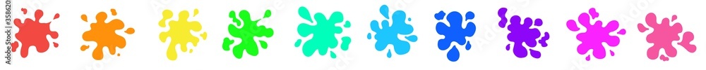 Set of color paint blots. Splash on a white background. Set of color paint blots. Splash on a white background.