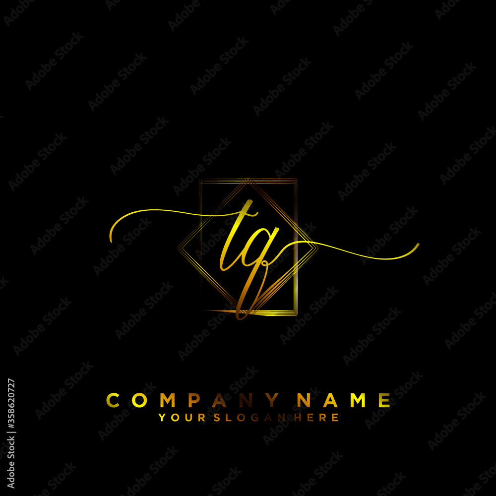 TQ Initial handwriting logo vector TQ Initial handwriting logo vector