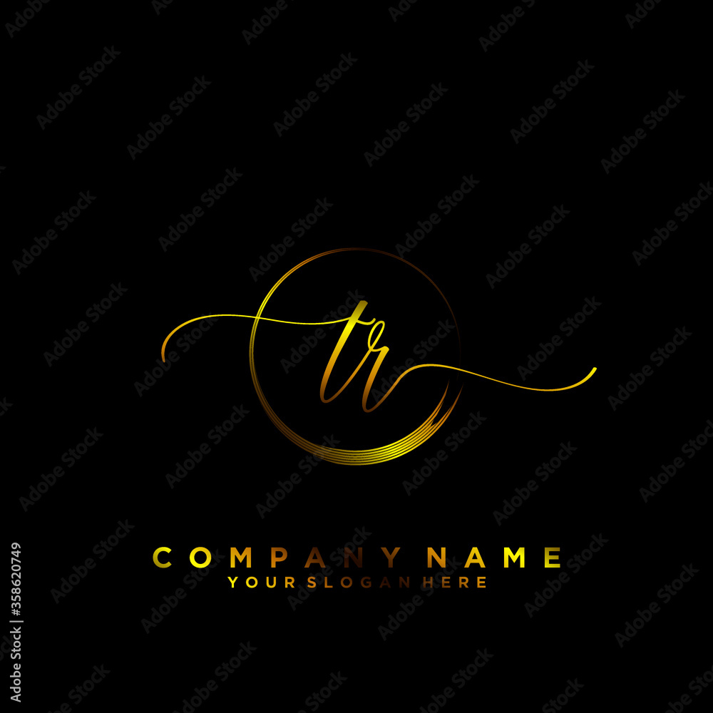 TR Initial handwriting logo vector TR Initial handwriting logo vector