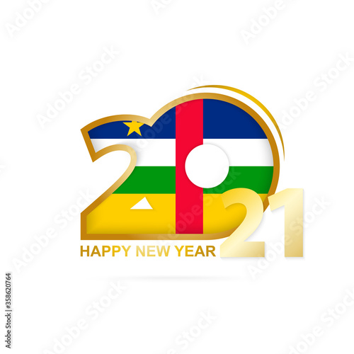 Year 2021 with Central African Republic Flag pattern. Happy New Year Design.