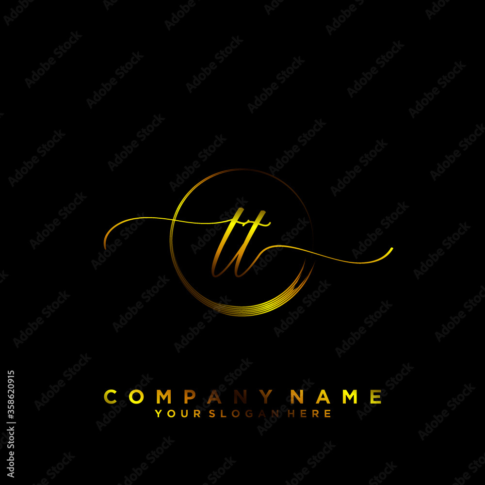 TT Initial handwriting logo vector TT Initial handwriting logo vector