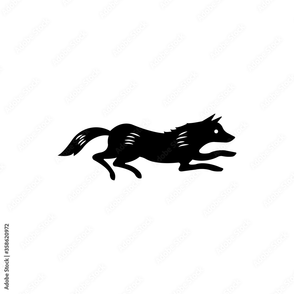 Fototapeta premium Wolf sillhouette. Icon logo vector.
