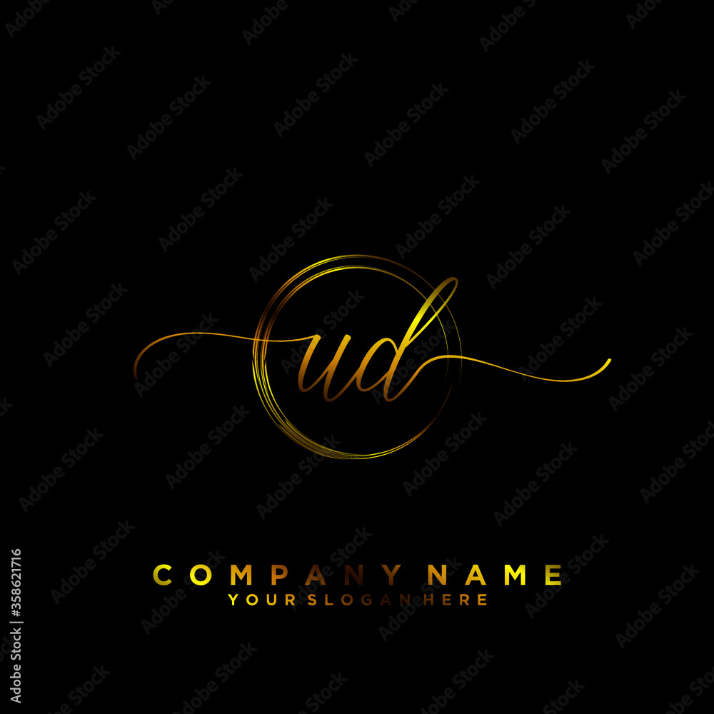 UD Initial handwriting logo vector UD Initial handwriting logo vector