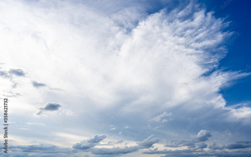 Clouds on blue sky background on daytime