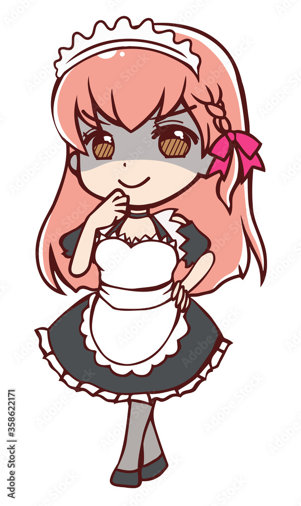 Obraz premium 悪だくみをするアニメ風のメイドさん