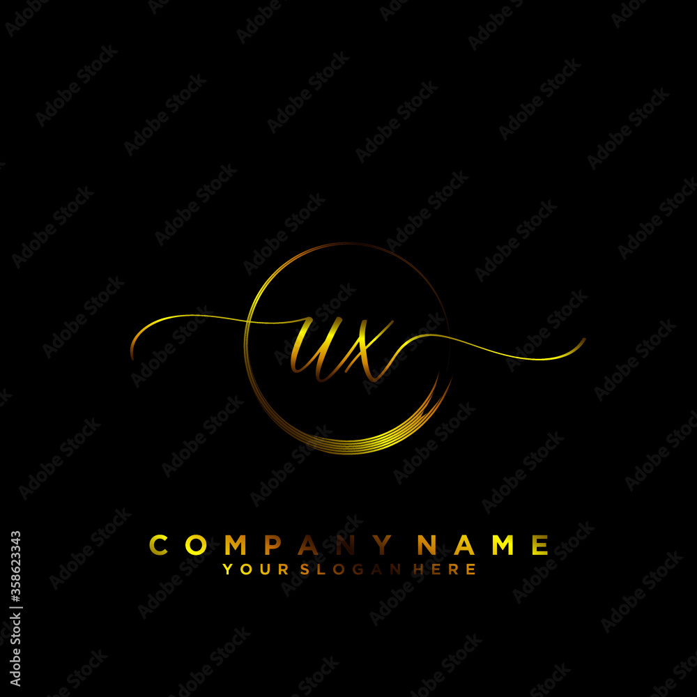 UX Initial handwriting logo vector UX Initial handwriting logo vector