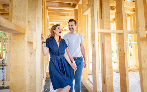 Couple make their dreams of building their own home come true visiting house under construction