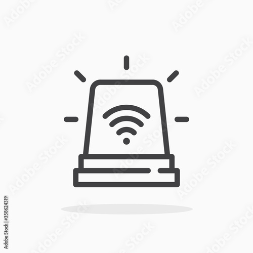 Siren icon in line style. Editable stroke.